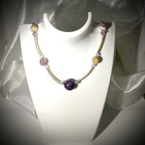 AEZ# Brighton Polished Amethyst & Silver Necklace